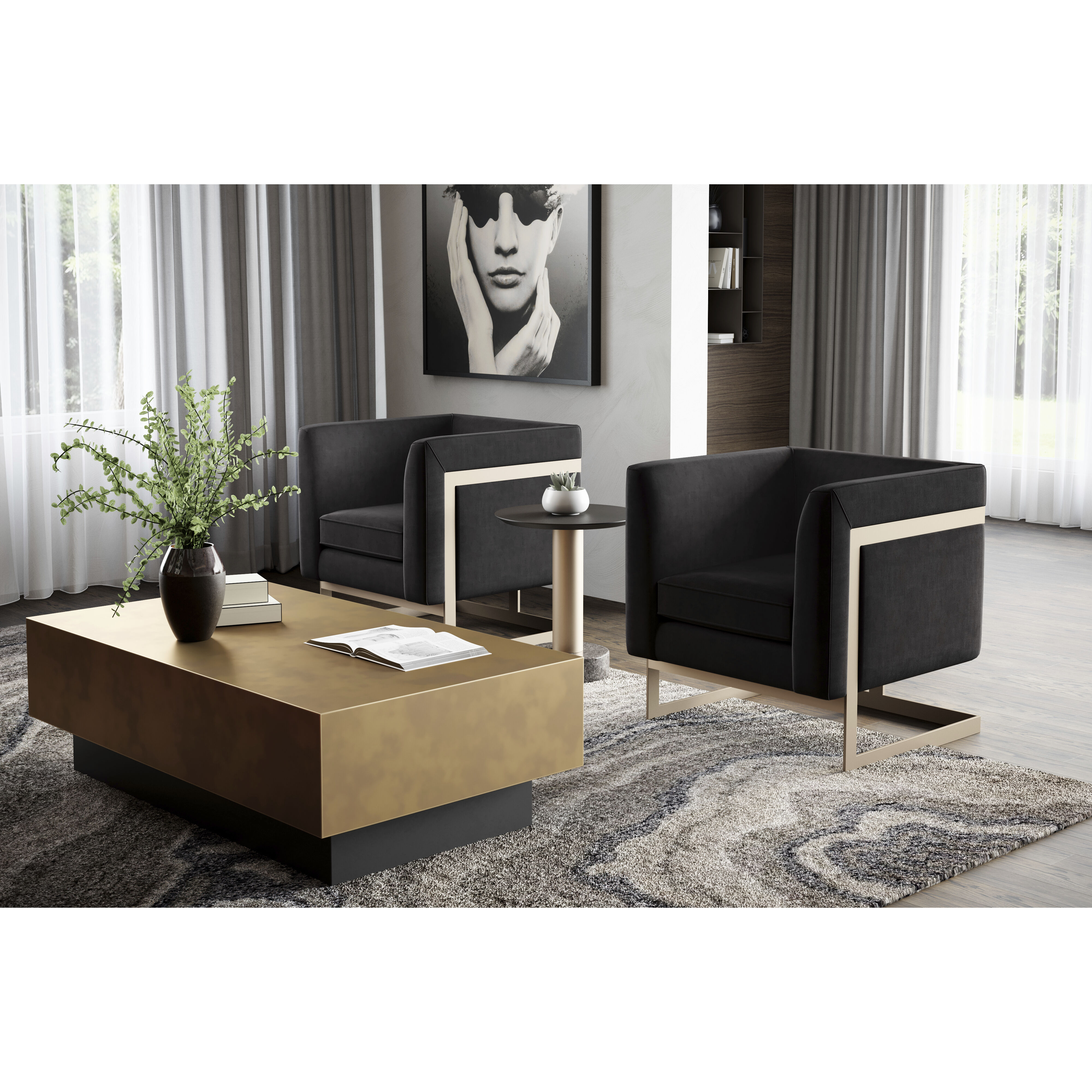 Blakely 50 X 28 inch Antique Brass Coffee Table